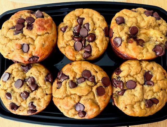 Banana chocolate chip protein muffins made with wholesome ingredients – high-protein, low-sugar snack for healthy eating on the go